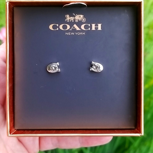 Coach Jewelry - 💘SALECoach Signature Silver Earrings😍🛍